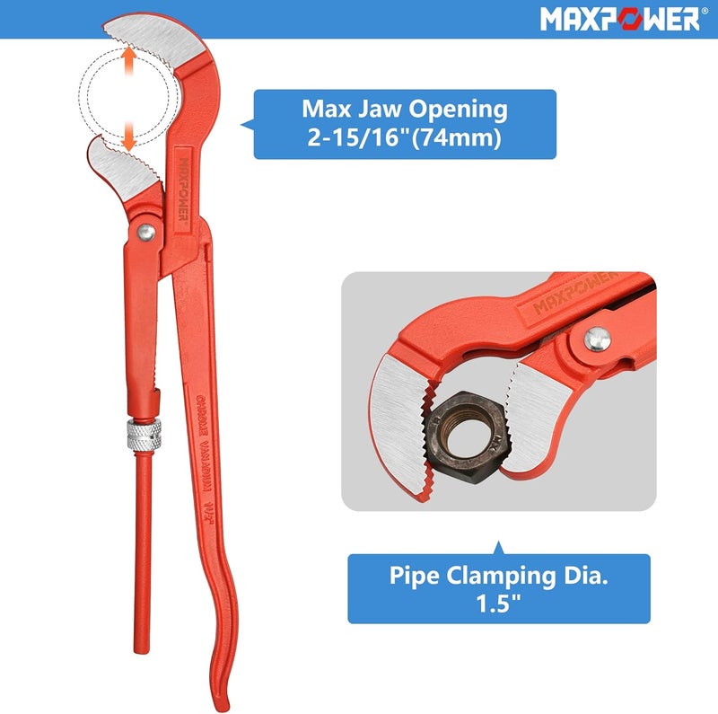 Max Power مفتاح أنابيب سويدي 15 بوصة، فك على شكل S - Image 3